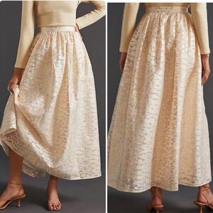 Anthropologie | jacquard Metallic Burnout Shimmer Maxi Skirt Size L Boho wedding
